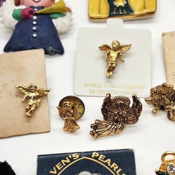 Vtg bulk Lot of 33 resellers Angel cupid Cherub pinback pin lapel brooch - Picture 5 of 12
